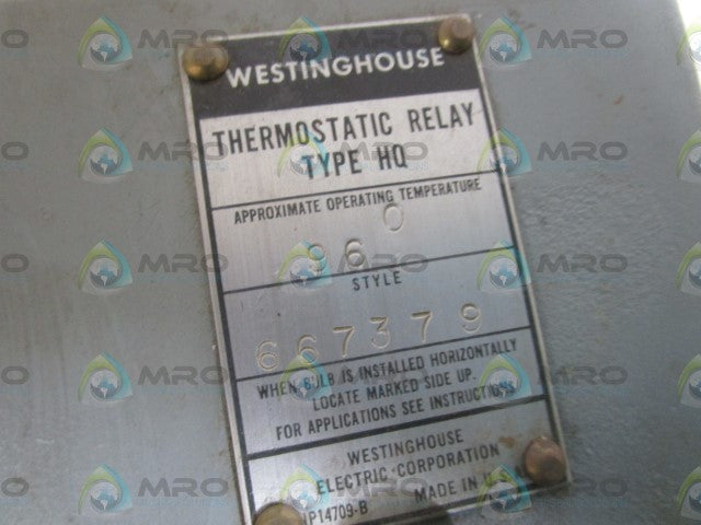 WESTINGHOUSE THERMOSTATIC RELAY 960-667379 *USED*