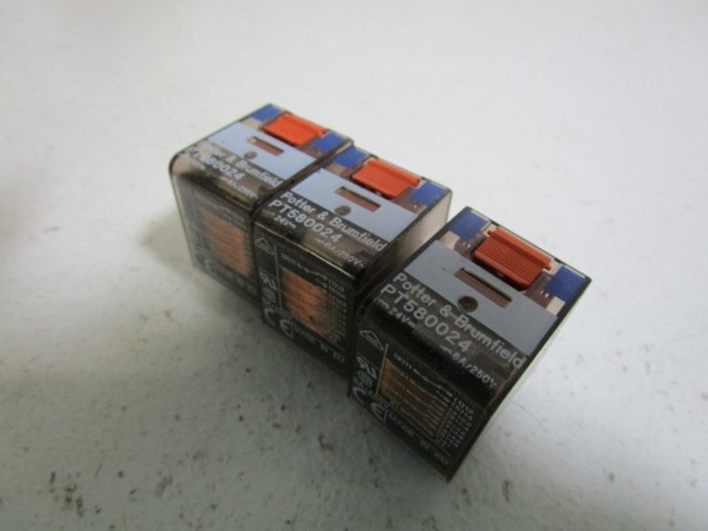 LOT OF 3 POTTER & BRUMFIELD RELAY 24V PT580024 *USED*
