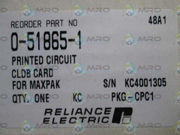 RELIANCE ELECTRIC PC BOARD 0-51865-1 (REMANUFACTURED)