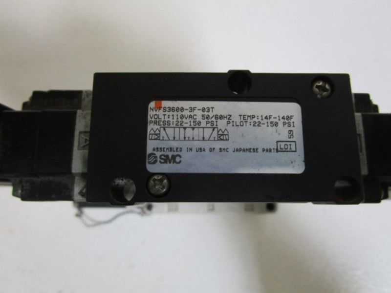 SMC VALVE NVFS3600-3F-03T W/ VVFS3000-22A *USED*