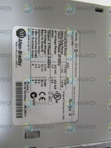 ALLEN BRADLEY 20DD3P4A3EYNANCNL SER. A  NSNP