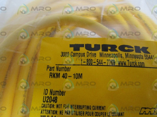 TURCK CORDSET RKM40-10M *NEW IN BAG*