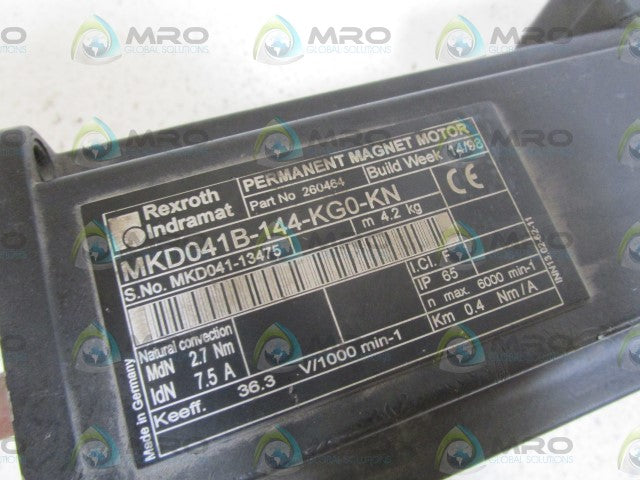 REXROTH INDRAMAT MKD041B-144-KG0-KN SERVO MOTOR *USED*