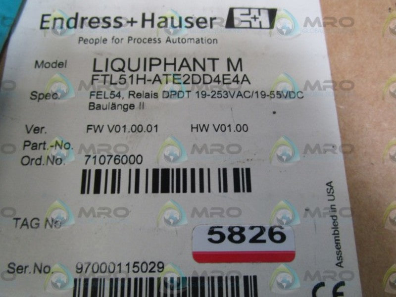 ENDRESS+HAUSER FTL51H-ATE2DD4E4A NSMP