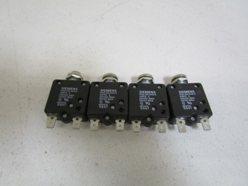 LOT OF 4 SIEMENS CIRCUIT BREAKER 6AMPS W58-XB1A4A-6 *USED*