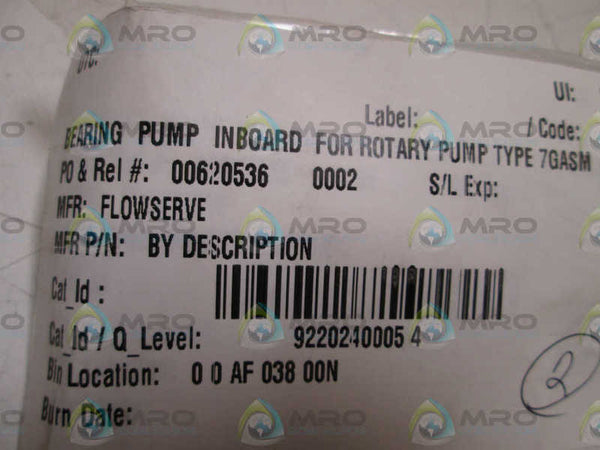 LOT OF 2 FLOWSERVE BEARING PUMP INBOARD FOR ROTARY PUMP 7GASM NSNP