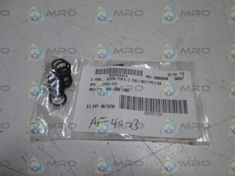 LOT OF 9 WARREN-RUPP O-RING 560-033-360  NSNP