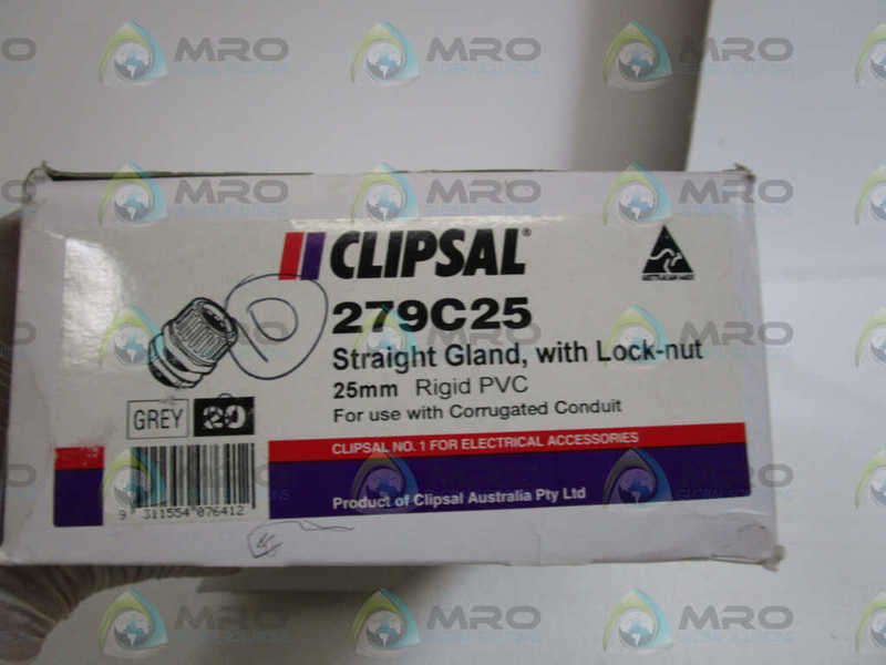 LOT OF 10 CLIPSAL STRAIGHT GLAND W/LOCK NUT 279C25 *NEW IN BOX*
