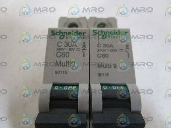 LOT OF 2 SCHNEIDER ELECTRIC CIRCUIT BREAKER 60115 *USED*