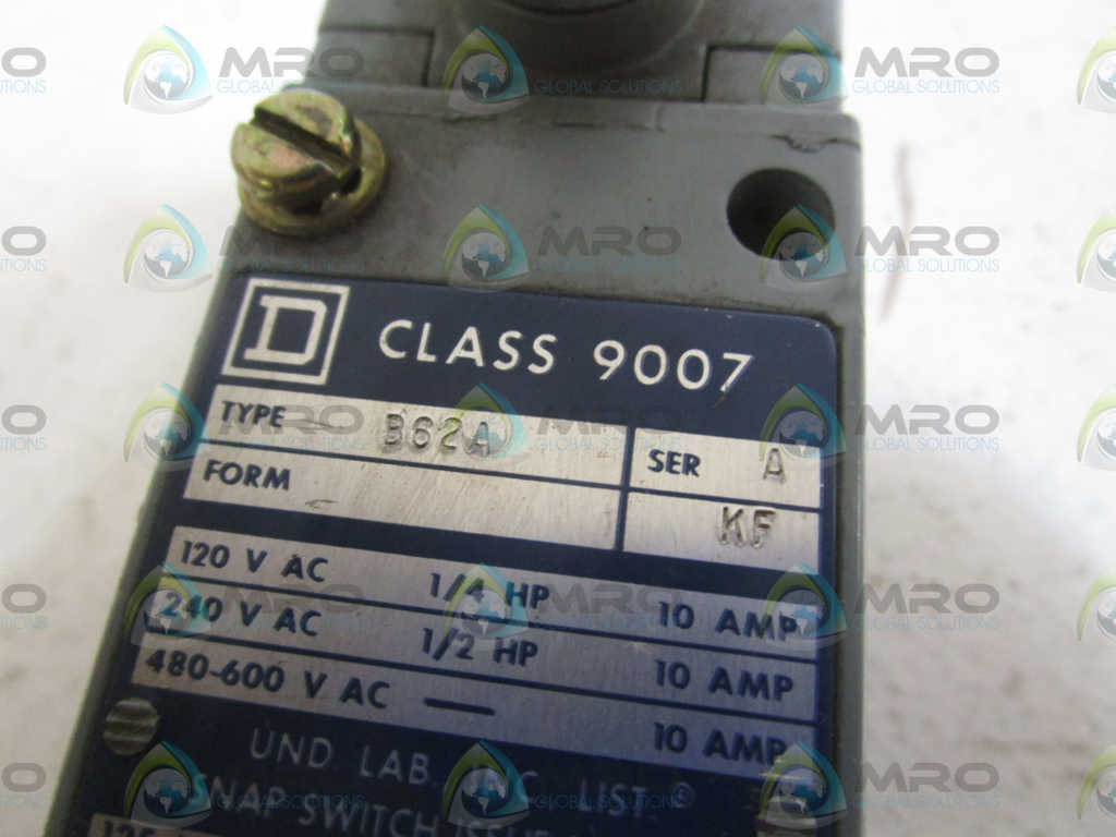 SQUARE D LIMIT SWITCH 9007-B62A *USED*