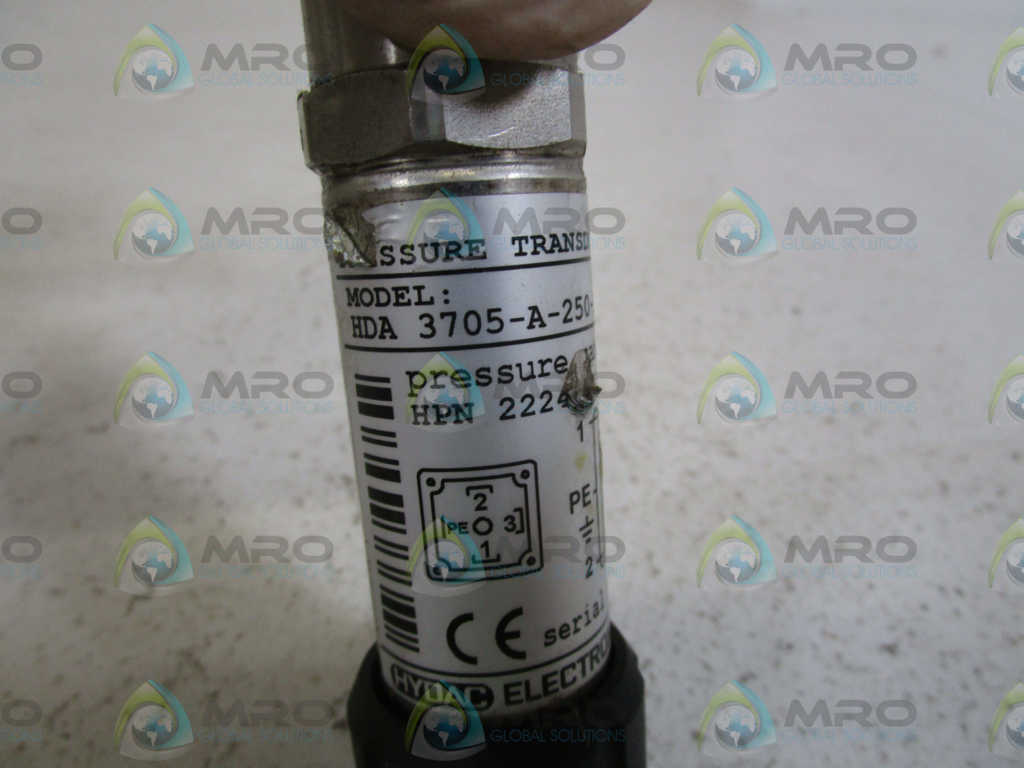 HYDAC PRESSURE TRANSDUCER HDA 3705-A-250-187 *USED*
