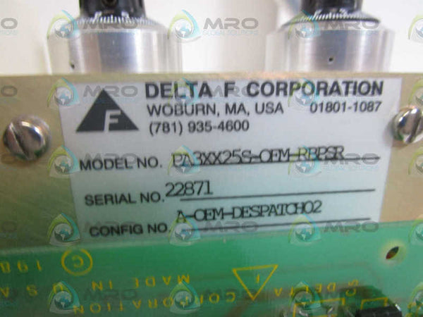 DELTA F CORP. CONTROL BOARD PA3XX25S-OEM-RBPSR  UNMP