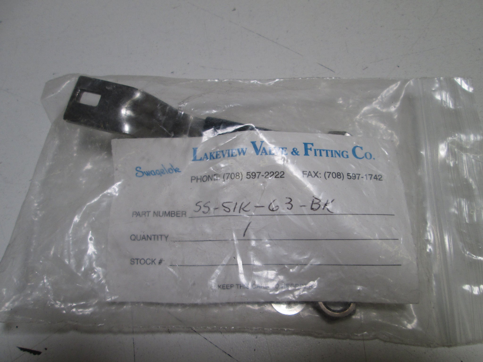 SWAGELOK HANDLE FOR BALL VALVE SS-51K-63-BK *NEW IN BAG*