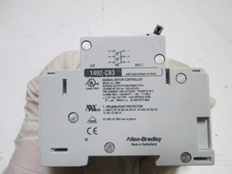 ALLEN BRADLEY 1492-CB3-F060 SER. C CIRCUIT BREAKER 6A 3HP  UNMP