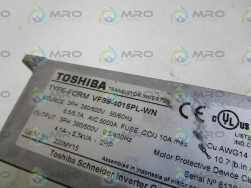 TOSHIBA TRANSISTOR INVERTER VFS9-4015PL-WN (AS PICTURED) *USED*