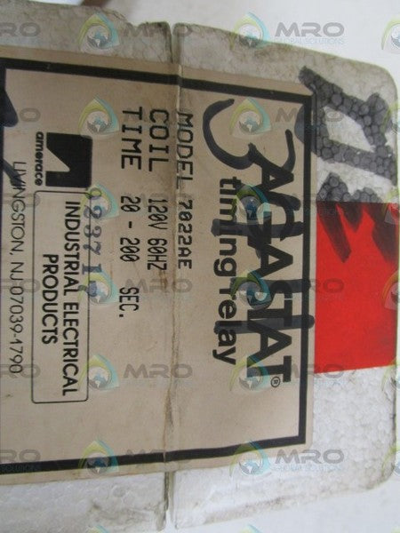 AGASTAT TIMING RELAY 120V 20-200 SEC. 7022AE * FACTORY SEALED *