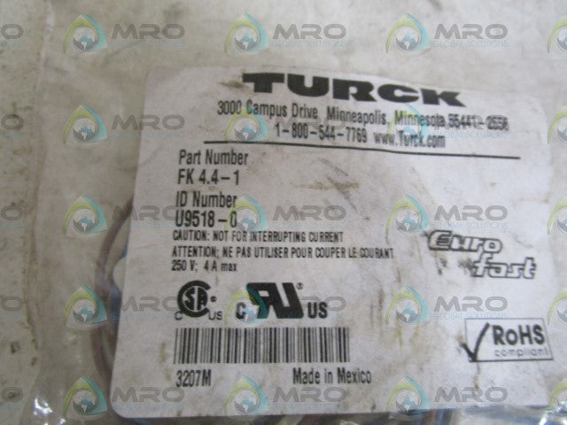 TURCK CORDSET FK 4.4-1 *NEW IN FACTORY BAG*