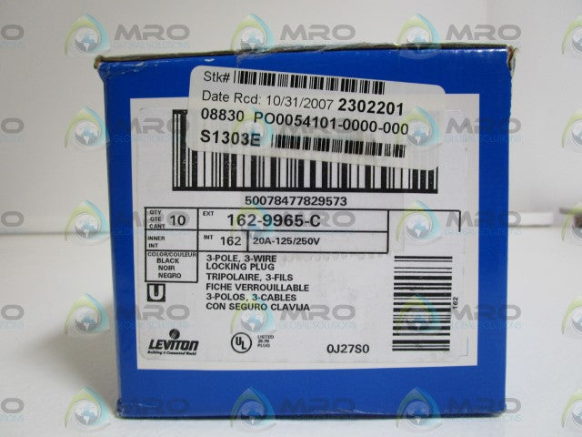 LOT OF 10 LEVITON LOCKING PLUG 9965 *NEW IN BOX*