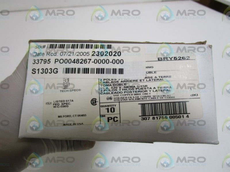 LOT OF 10 BRYANT DUPLEX RECEPTACLE BRY5262 *NEW IN BOX*