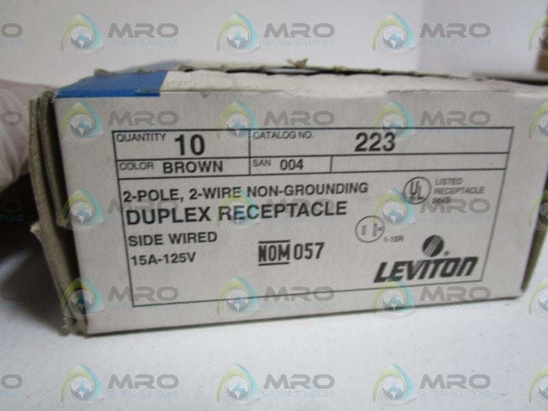 LOT OF 10 LEVITON DUPLEX RECEPTACLE 223 *NEW IN BOX *