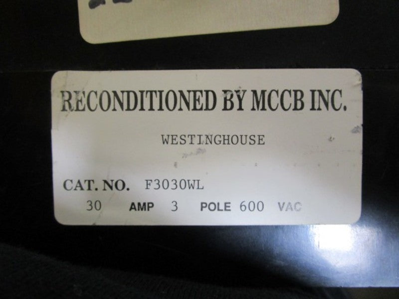 WESTINGHOUSE F3030WL CIRCUIT BREAKER 30A (RECONDITIONED) *USED*