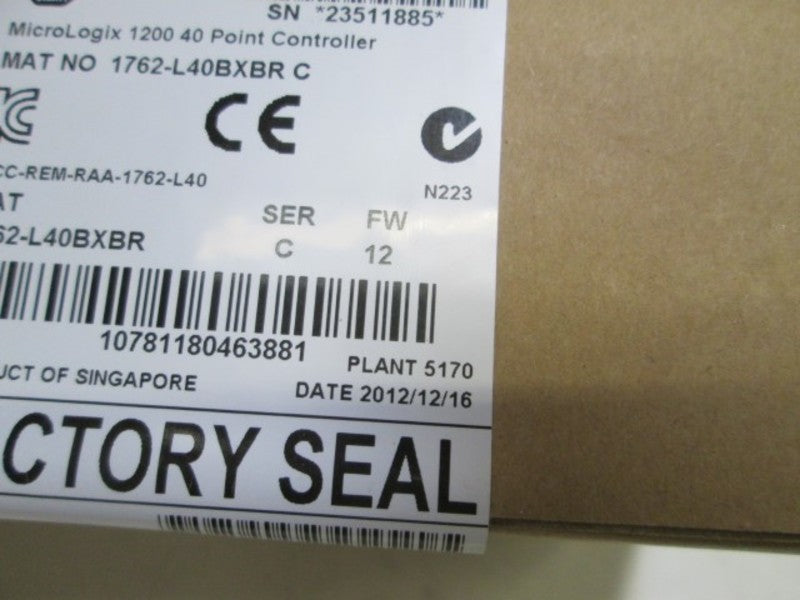ALLEN BRADLEY 1762-L40BXBR SER.C DATE CODE:12/2012  * FACTORY SEALED *