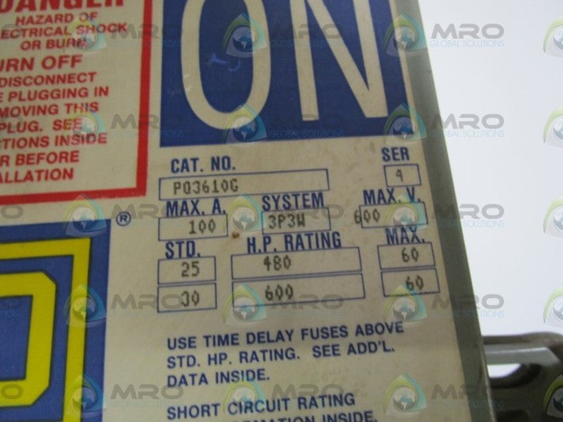 SQUARE D BUSWAY SWITCH PQ3610G *NEW NO BOX*