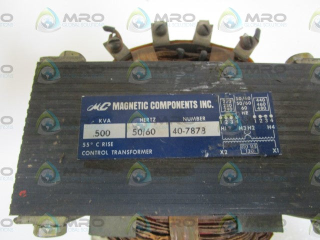 MAGNETIC COMPONENTS INC. TRANSFORMER 40-7878 *USED*