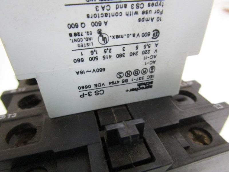 SPRECHER+SCHUH CONTACTOR 105/120V CA3-23-10 W/ CS3-P *USED*