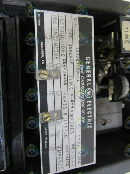 GENERAL ELECTRIC TIME OVERCURRENT RELAY 12IAC77A801A (AS PICTURED)  UNMP