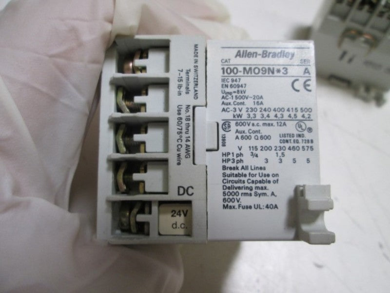 LOT OF 2 ALLEN BRADLEY CONTACTOR 24V 100-MO9N*3 SER. A *USED*