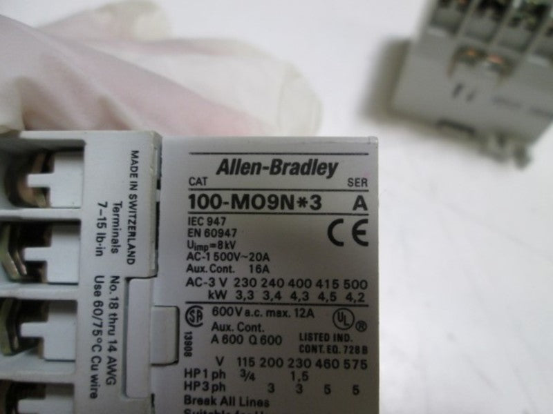 LOT OF 2 ALLEN BRADLEY CONTACTOR 24V 100-MO9N*3 SER. A *USED*