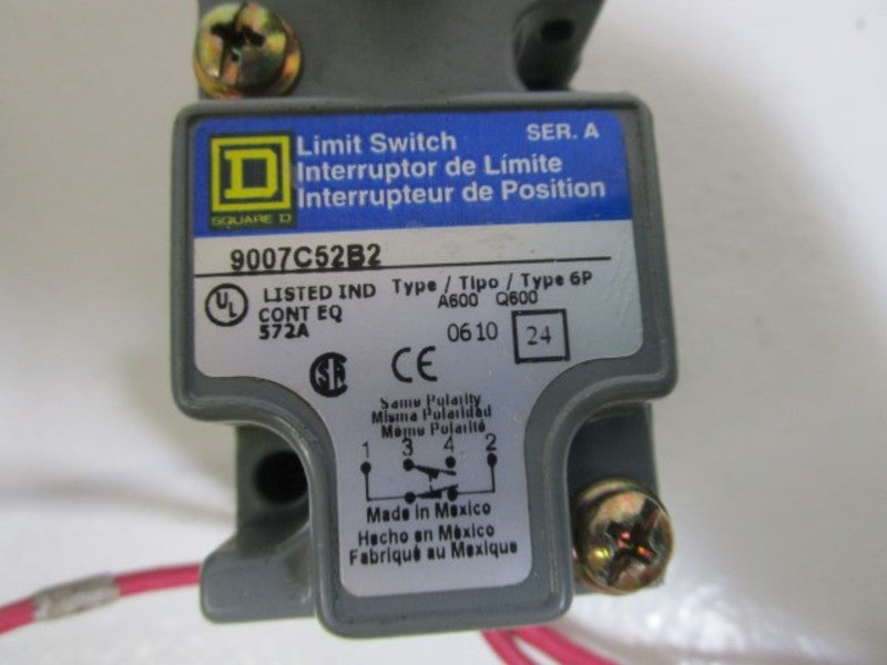 SQUARE D LIMIT SWITCH 9007C52B2 (AS PICTURED) *USED*