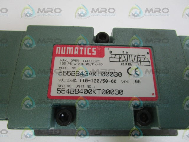 NUMATICS SOLENOID VALVE 555BB43AKT00030 *NEW NO BOX*