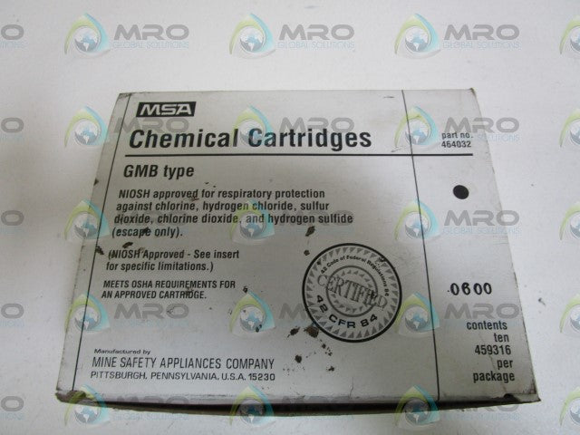 LOT OF 10 MSA CHEMICAL CARTRIDGES 459316 *NEW IN BOX*