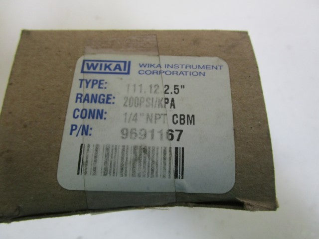 WIKA 9691167 111.12 2.5" PRESSURE GAUGE 0-200PSI/KPA *NEW IN BOX*