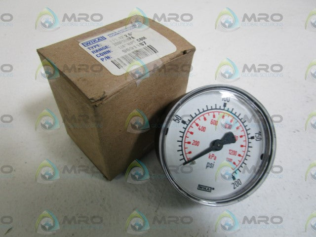 WIKA 9691167 111.12 2.5" PRESSURE GAUGE 0-200PSI/KPA *NEW IN BOX*