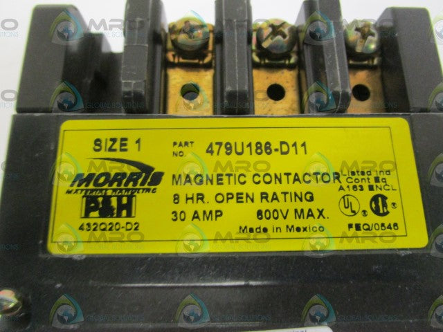P&H MAGNETIC CONTACTOR 479U186-D11 *NEW NO BOX*