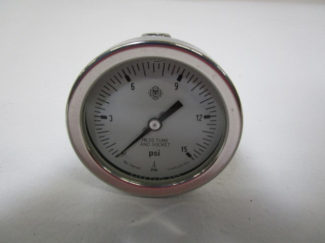 MC DANIEL CONTROLS GAUGE 1/4" NPT 0-15PSI KAL *NEW IN BOX*