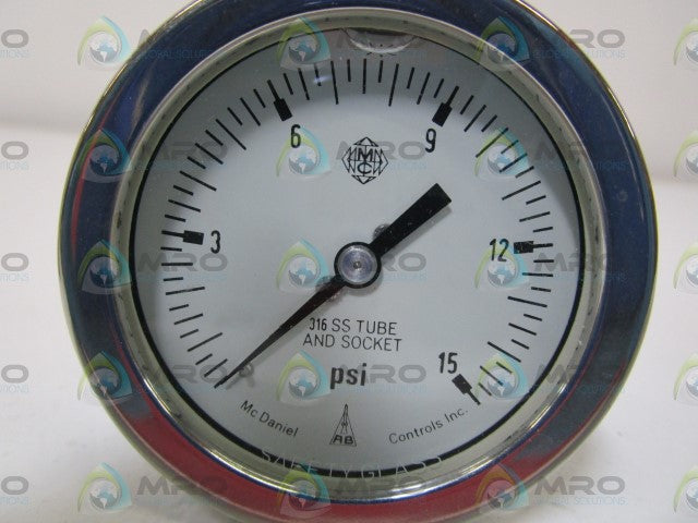 MC DANIEL CONTROLS GAUGE 1/4" NPT 0-15PSI KAL *NEW IN BOX*