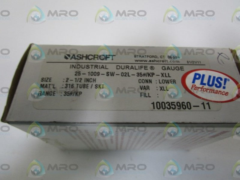 ASHCROFT 251009SW02L-35#/KPXLL GAUGE 0-35 PSI 0-250 KPA  NSMP