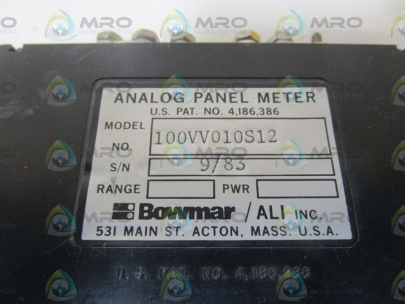 BOWMAR ANALOG PANEL METER 100VV010S12  NSNP