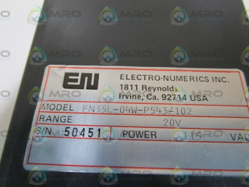 ELECTRO-NUMERICS INC. PANEL METER EN35L-04W-P543-102  UNMP