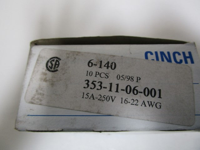 LOT OF 10 CINCH TERMINAL BLOCK 6-140 *NEW IN BOX*