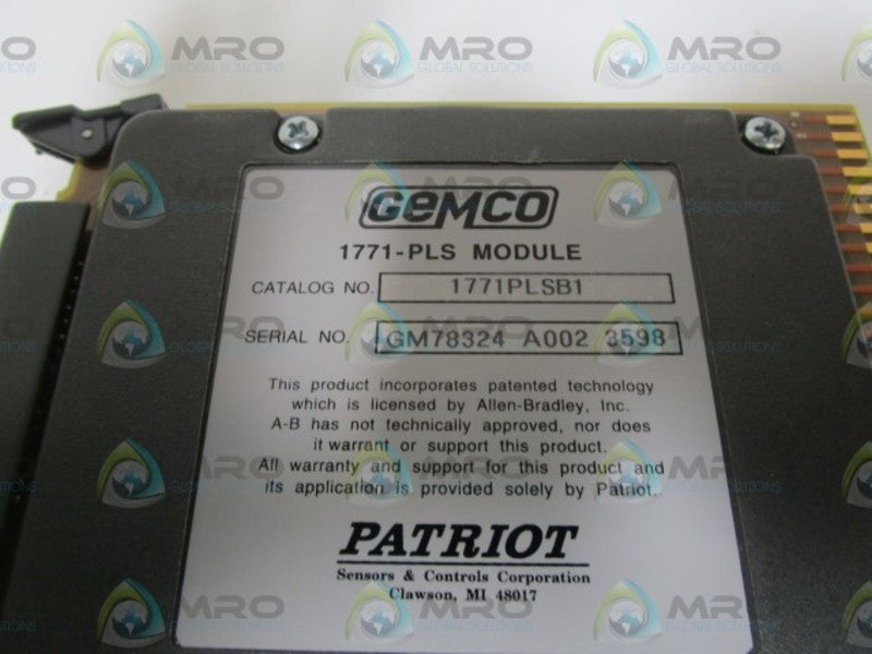 GEMCO PROGRAMMABLE MODULE 1771-PLSB1  NSNP