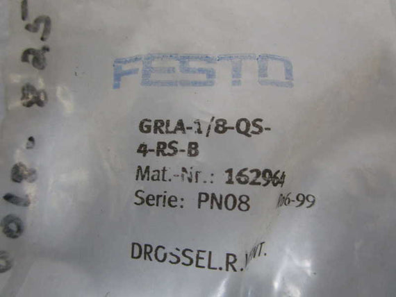 FESTO 1-WAY CONTROL VALVE GRLA-1/8-QS-4-RS-B  NSNP IN BAG