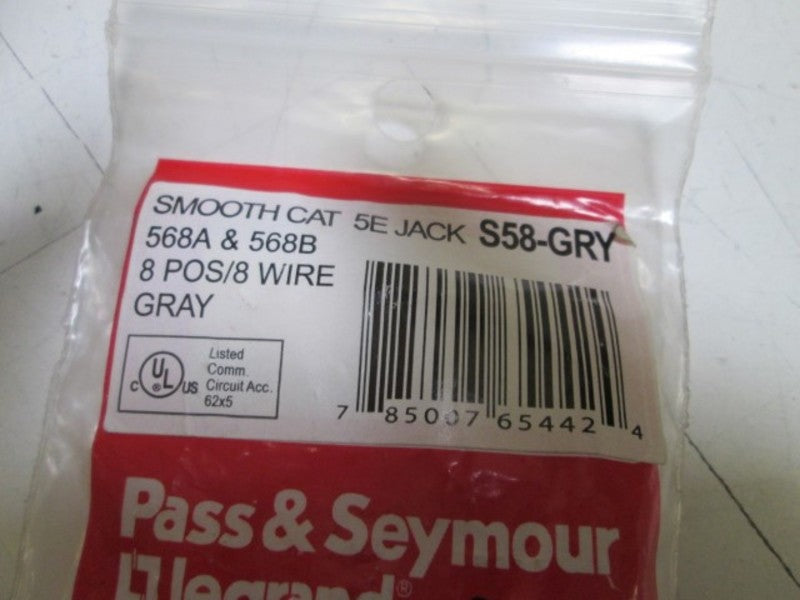 PASS & SEYMOUR SMOOTH CAT 5E JACK S58-GRY *NEW IN FACTORY BAG*