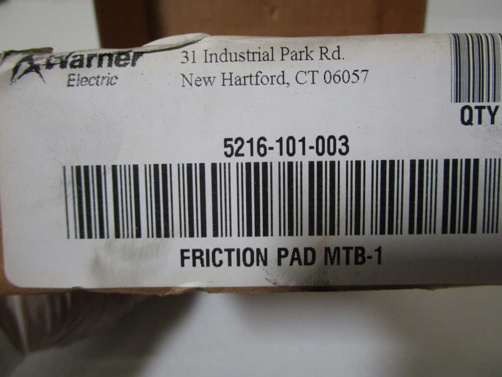 WARNER ELECTRIC FRICTION PAD MTB-1 5216-101-003 *NEW IN BOX*