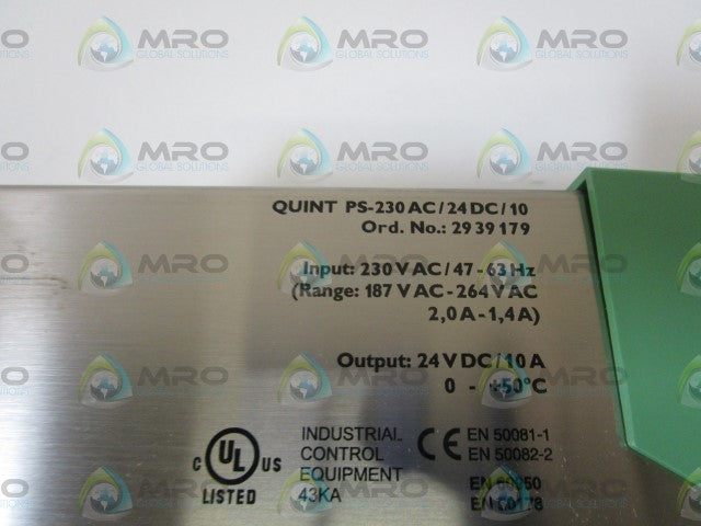 PHOENIX CONTACT POWER SUPPLY QUINT PS-230AC/24DC/10 *NEW IN BOX*