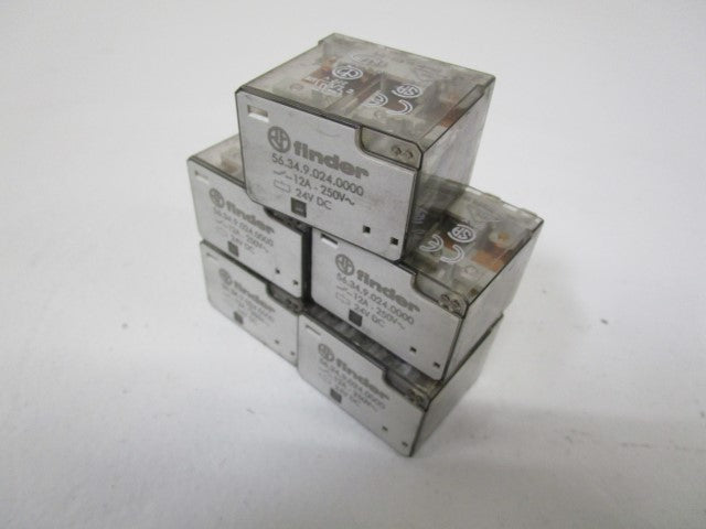 LOT OF 5 FINDER 24VDC 12A 56.34.9.024.0000 *NEW NO BOX*